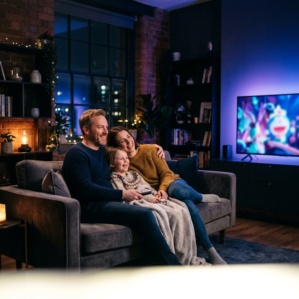 Family watching TrendyScreen